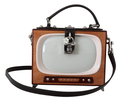 Dolce & Gabbana Brown Retro TV Limited Edition Leather Handmade Purse